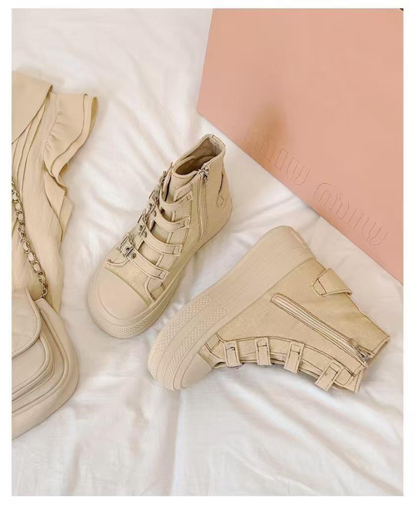 2025 Autumn Women's Thick-Soled Canvas Flats - Casual Korean Style