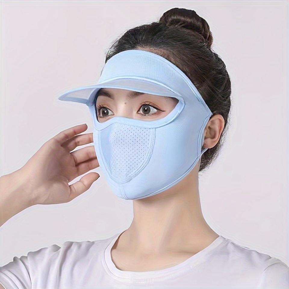 Women Sporty UPF Sun Mask with Visor - Ice Sliky Fiber Breathable Lightweight Summer, Washable Reusable Face Cover for Outdoor Activities