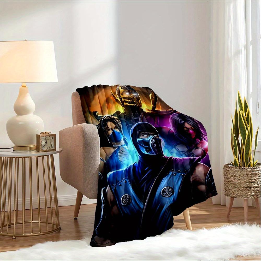 1pc Mortal Kombat,Sub-Zero,Mileena Digital Print Flannel Blanket - Contemporary Style, Suitable for All Seasons, Perfect for Home, Travel, O