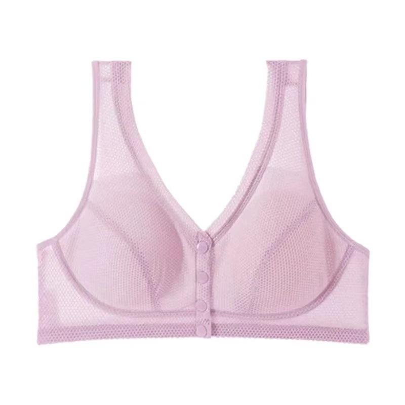 New Mother Underwear Without Steel Rim Large Size Bra Breathable Summer Front Open Buckle Vest Middle-aged Mother Chest Wrap Pure Cotton