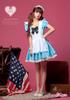 [Anna Mu] Alice In Wonderland Maid Costume Apron Dress Uniform One-Piece Dress with Frills Women's Halloween Light Blue M Z686-1