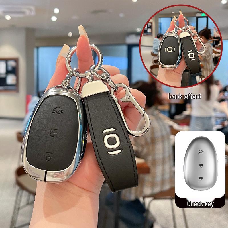 Changan Q07 & Qiyuan A07 Schlüsselanhängerhülle: 2025 Modell A06, Neue Energie A05, Q05 Metall Leder Schlüsselhülle