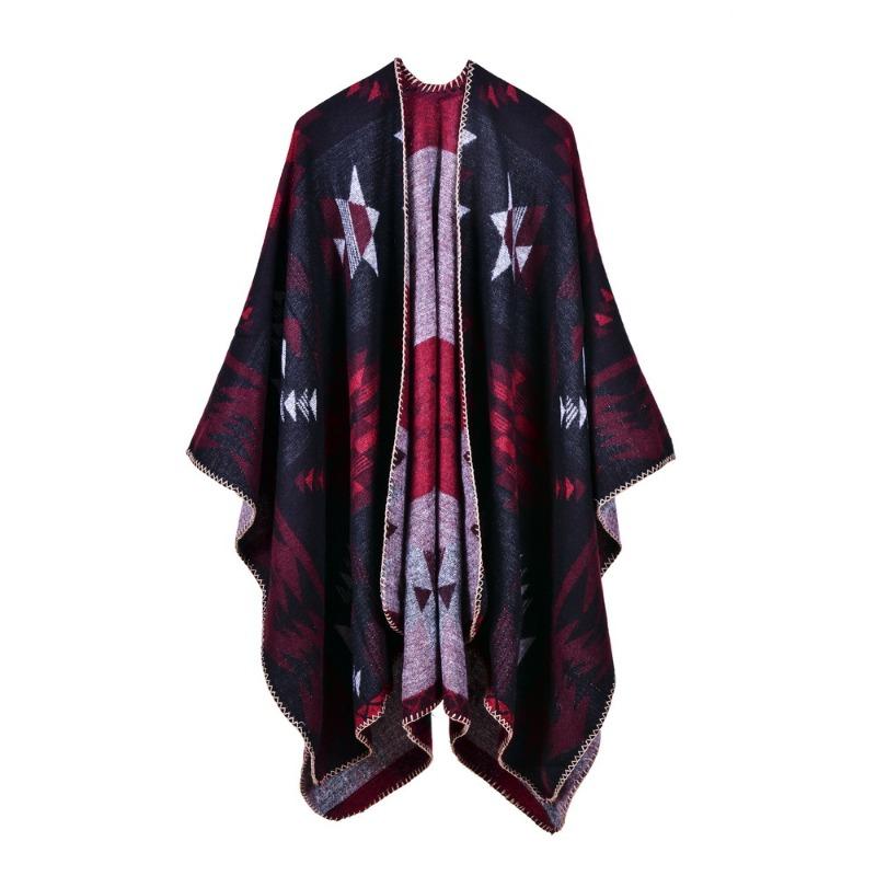 Geometric rhombus imitation cashmere shawl