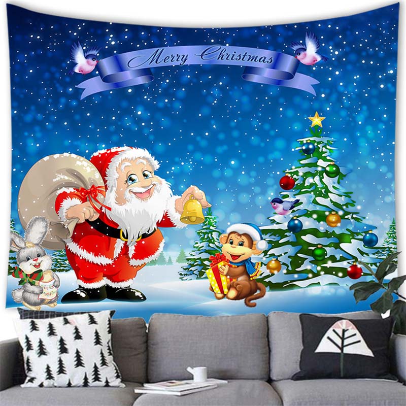 

Санта-Лось Снеговик Принт Домашний Декор Гобелен Настенный Рождественский Декор Стены Гостиной Комнаты Фон Ткань Tapiz navideño 100x75cm