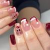 24Pcs Square Christmas Nails Reindeer Santa's Hat French Tip Nail Art Decoration Manicure for Women and Girls