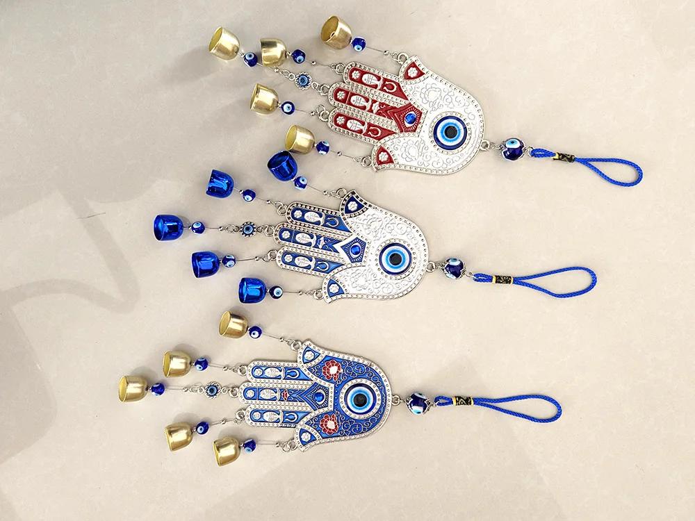 Fatima Hands Wind Chimes Hanging Retro European Blue Eye Accessories Hanging Demon Eyes Wall Decoration Wind Chimes