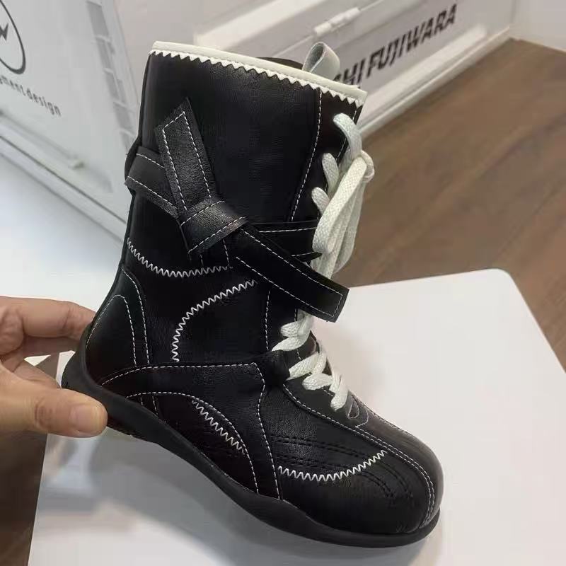 

Children s Martin Boots 2025 Autumn and Winter Girls Single Boots Retro British Medium Leather Boots Boys Fashion Boxing Boots 36