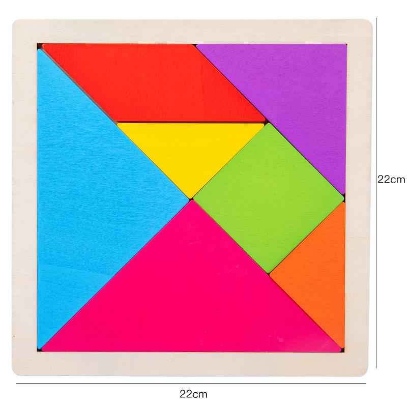 Wooden Tangram Puzzles For Kids With 7 Colored Pieces,Educational Brain Teaser Learning Toy For Boys And Girls Fun Party Favor