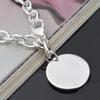925 Sterling Silver Circle Tag Bracelet Woman Fashion Wedding Engagement Party Jewelry