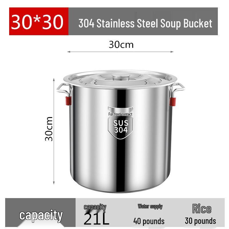 Stal Nierdzewna 304 Bardzo Gruba Garnek do Zupy z Pokrywką - Duża Pojemność Garnek do Rosół i Przechowywanie Oleju/Ryżu do Użytku Domowego lub Komercyjnego