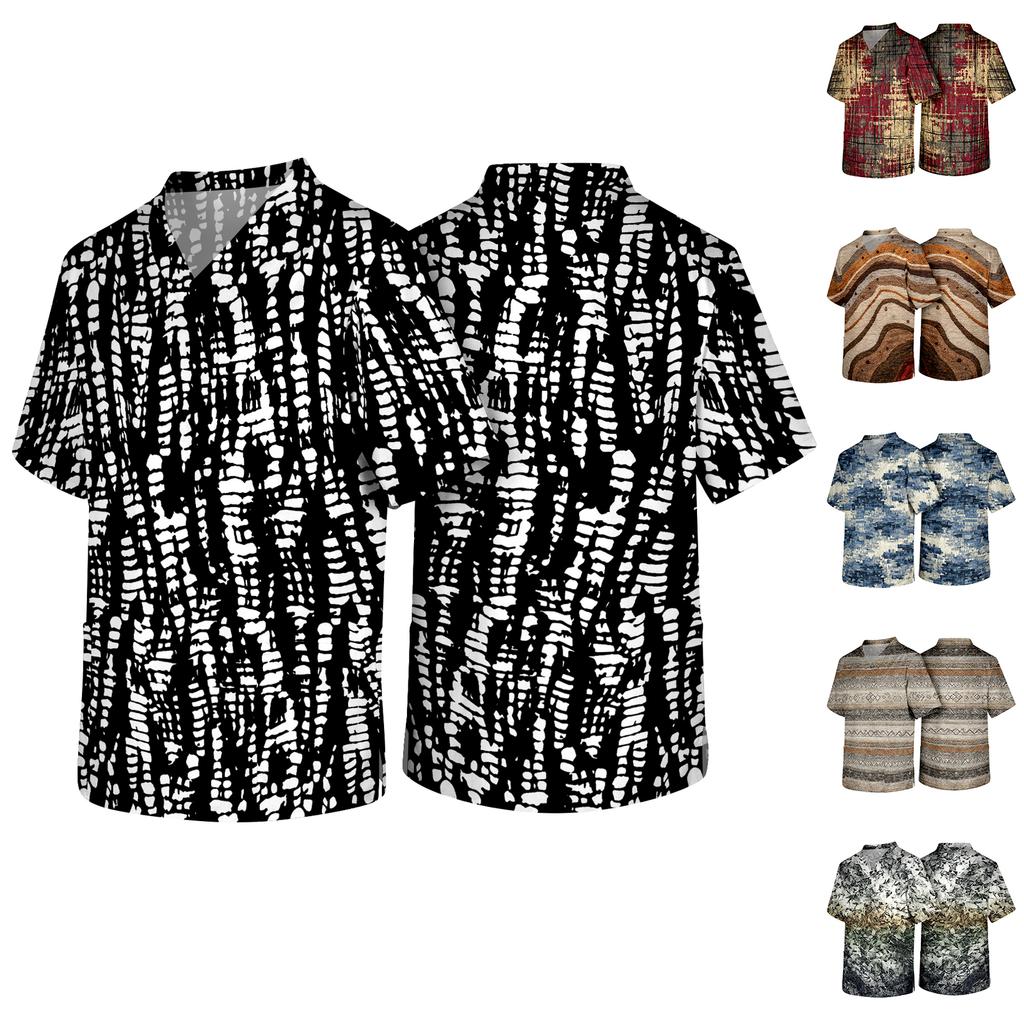 Men's V Neck Short Sleeve Textured Print Pocket Scrub Top Lightweight Breathable Fabric Medical Uniform Shirt for Healthcare Professionals