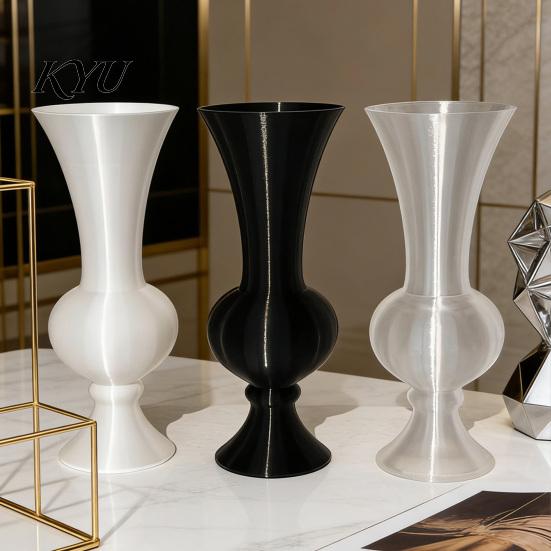 Stylish Balcony Decor Retro Curved Decorative Flower Vase, 3D Printed Flared Neck Plant Pots for Windowsill Minimalist Tabletop Floral Container