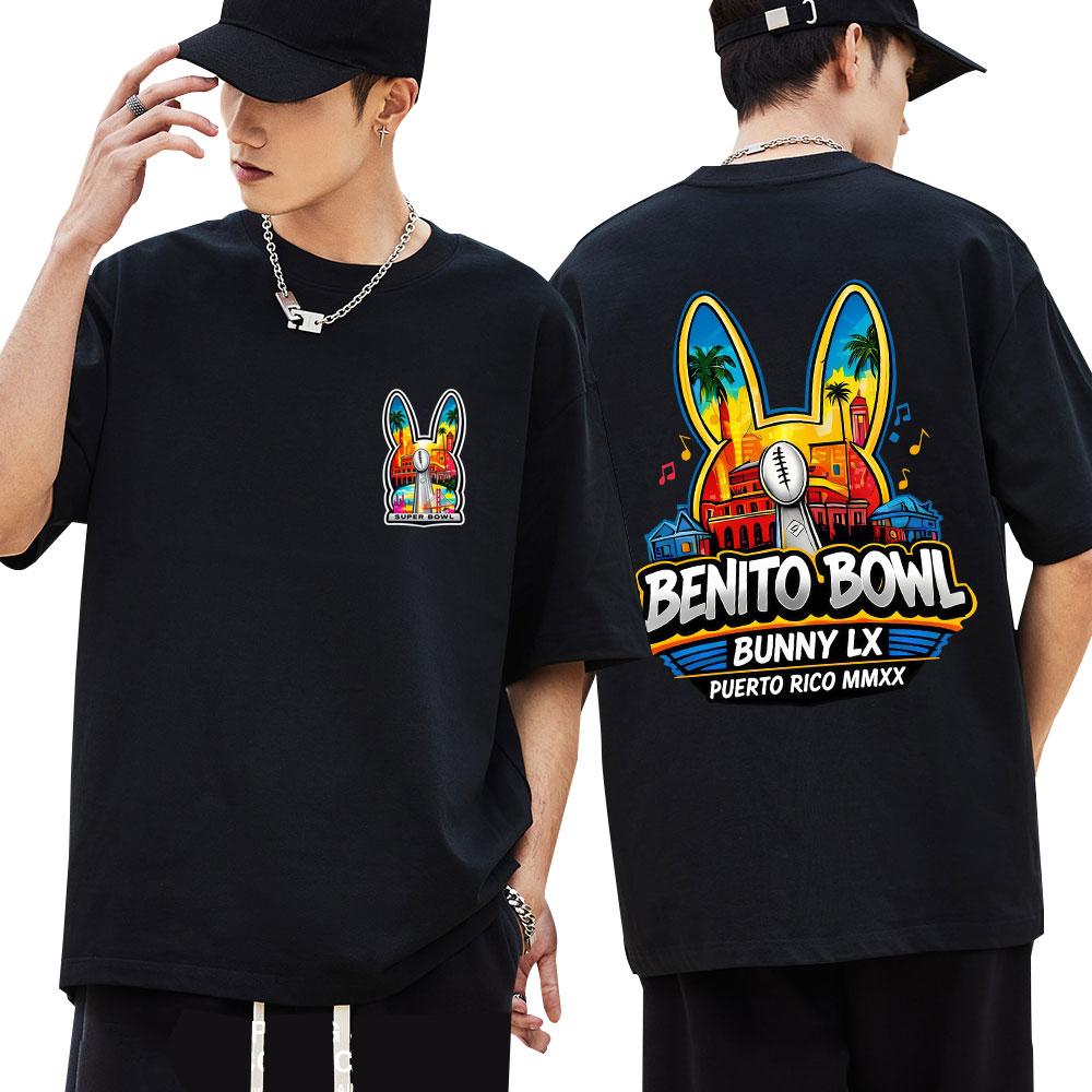 

Rapper Bad Bunny Super Bowl Graphic T Shirt Trend Vintage Men Women O-Neck T-shirt Oversized Cotton Casual T Shirts S