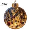 Led Glass Ball Decorations Lighted Christmas Ornament with Warm LED Lights, Retro Metal Cap Decorative Ornaments Transparent for Holiday Tree