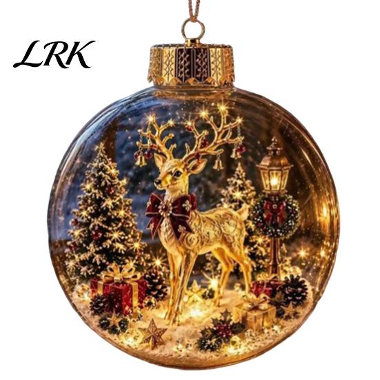 Led Glass Ball Decorations Lighted Christmas Ornament with Warm LED Lights, Retro Metal Cap Decorative Ornaments Transparent for Holiday Tree