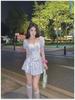 Elegant Puff Sleeve Floral Dress with Square Neckline