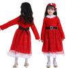 Santa Suit Christmas Santa Clauses Costume for Kids Girls Santa Costume Outfits Bow Headband + Glitter Tutu Dress