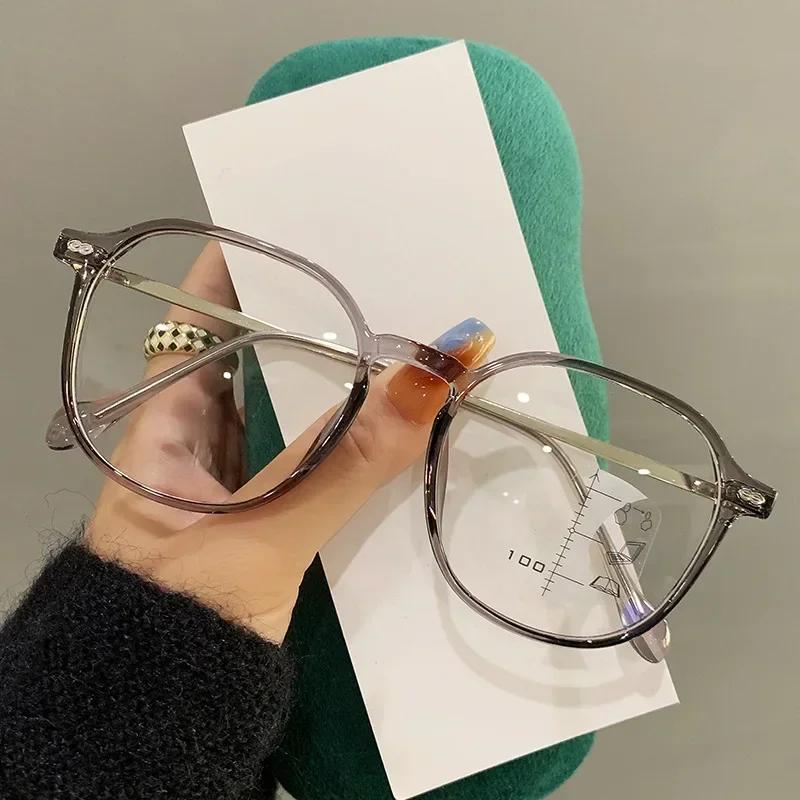TR Ultra Light Classic Multifocal Reading Glasses Trendy Women Men Polygonal Presbyopia Glasses Anti Blue Light Eyewear