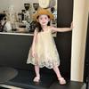 Girls Summer Sweet Mesh Floral Strap Princess Dress Baby Chic Travel Sundress