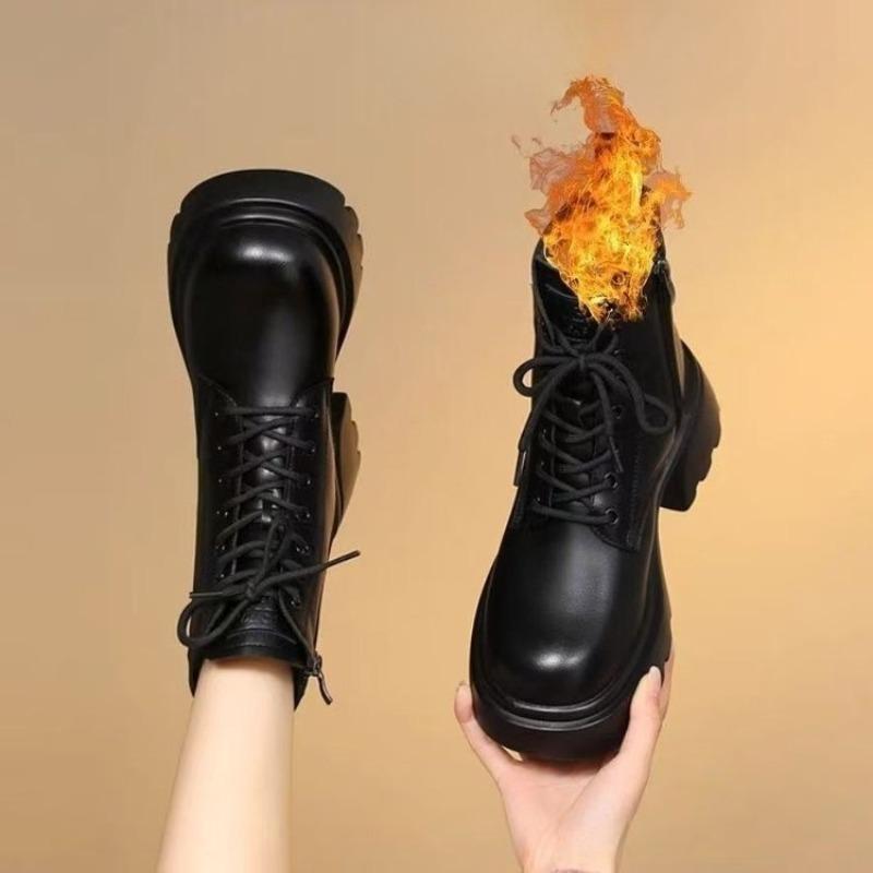 Женские ботильоны, Осенне-зимние ботинки на платформе, Самые продаваемые флисовые ботинки, Утепленные ботинки 35 чёрный