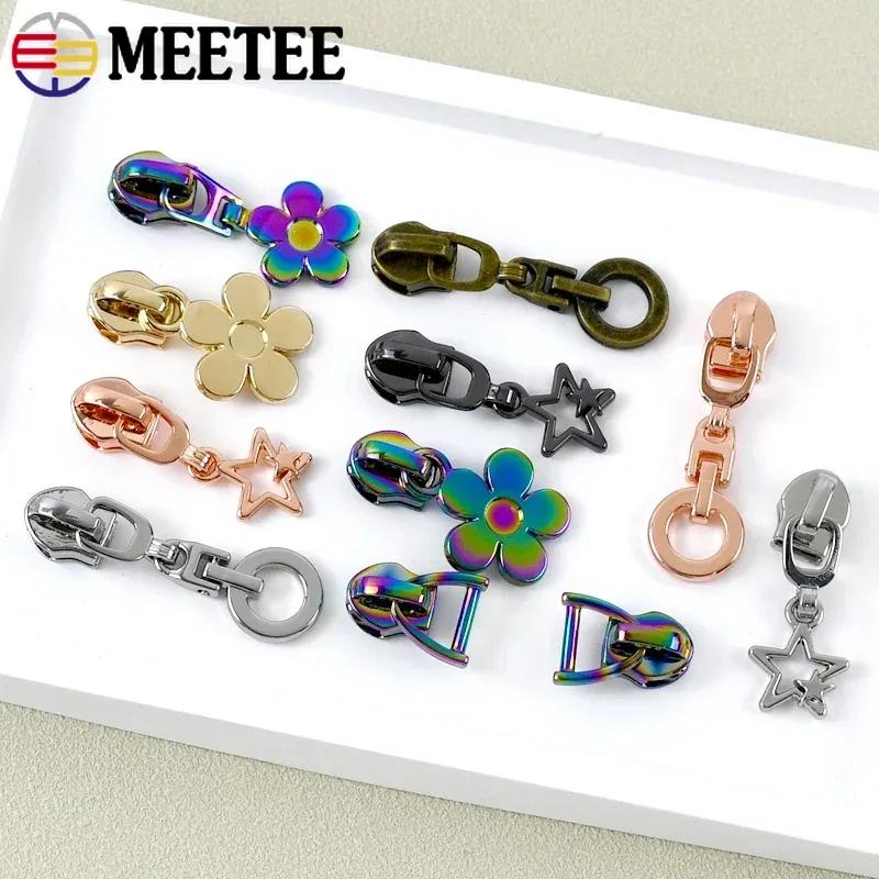 5/10/20Pcs Meetee 5# Zippers Slider Pullers for Nylon Zipper Tapes Sewing Zip Closure Heads Repair Kits Bag Garment Accessories