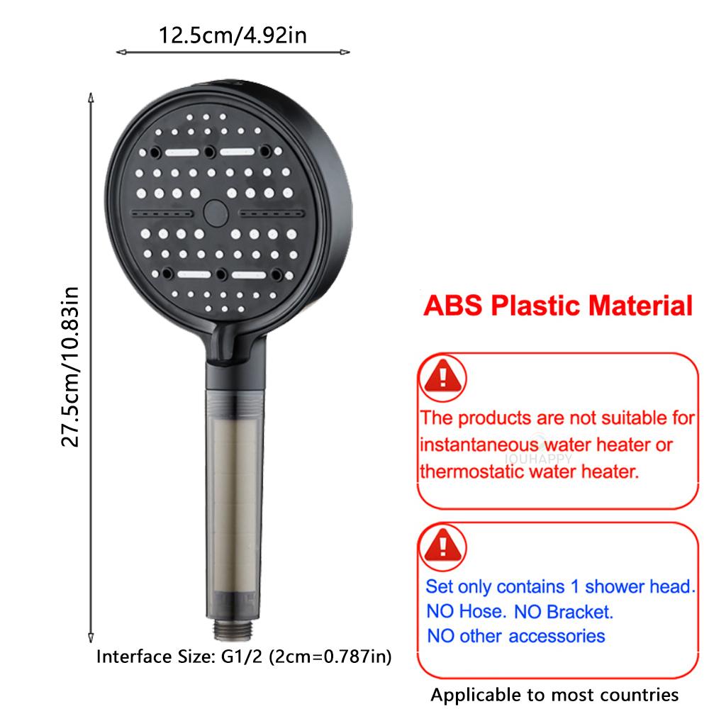 Upgrade High Pressure Shower Head with Filter 13cm Large Panels 6 Modes Adjustable Shower Head Spray for Bathroom Accessories