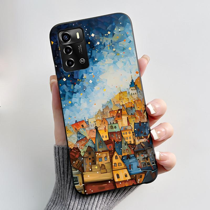 Pouzdro Pro ZTE Blade A72 4G V40 Vita Kryt na telefon Plášť Estetické Roztomilá Kočka Astronaut Móda Matně Černé Ochranné Měkké TPU Kryt