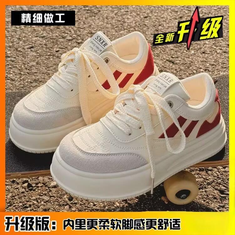 Thick-soled Heightening Women's Niche Bread Shoes Autumn with Wide-leg Pants Versatile Sports and Leisure Board Shoes