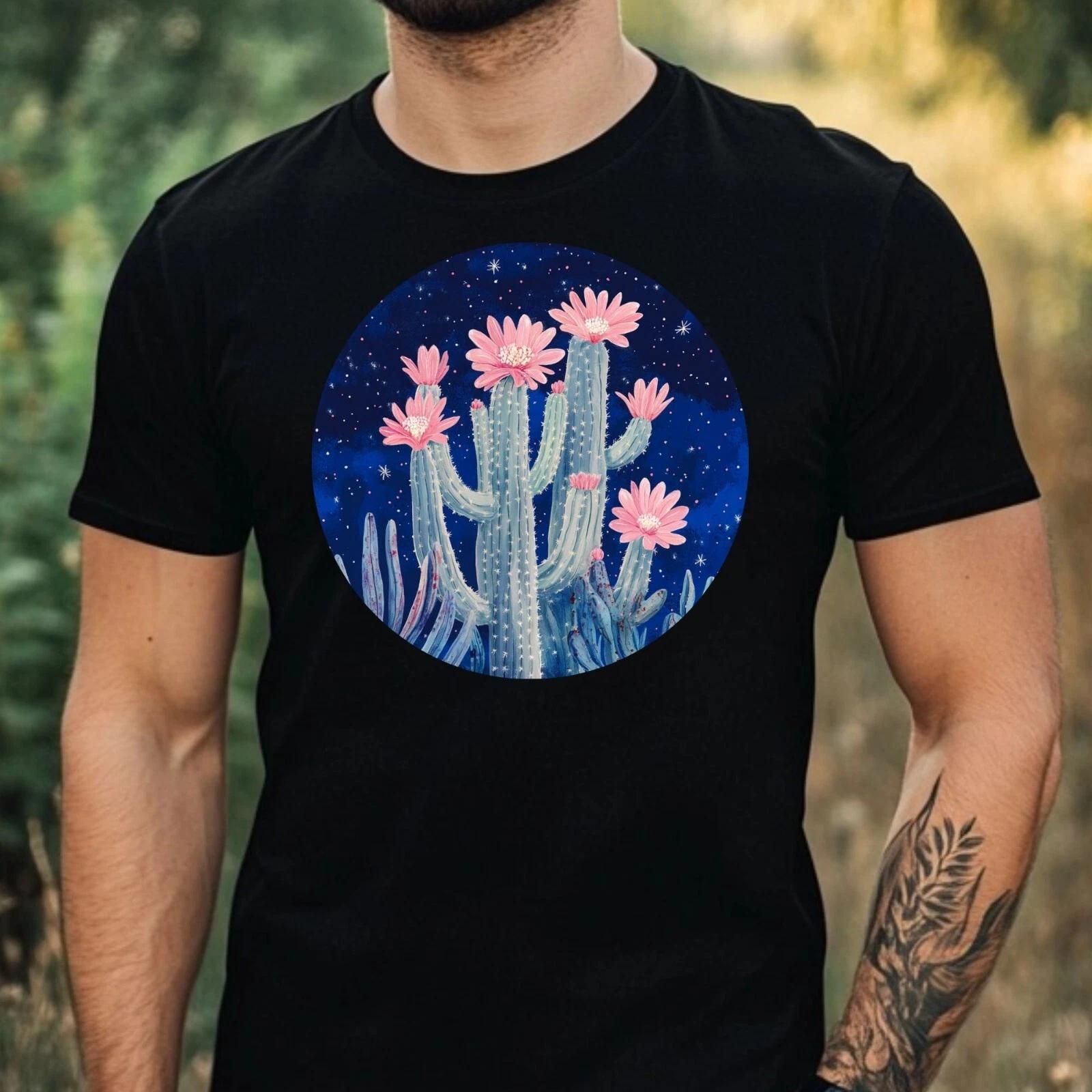 T-Shirt Herren Rosa Kaktus Motiv Baumwolle Größe XS bis 5XL XXL