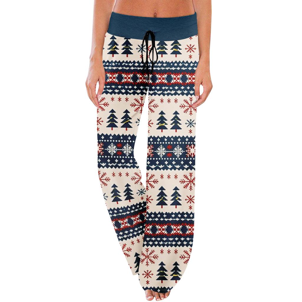 Pajama Pants Sleepwear Casual Drawstring Elastic Waist Pants Comfy Straight Yoga Loose Trousers