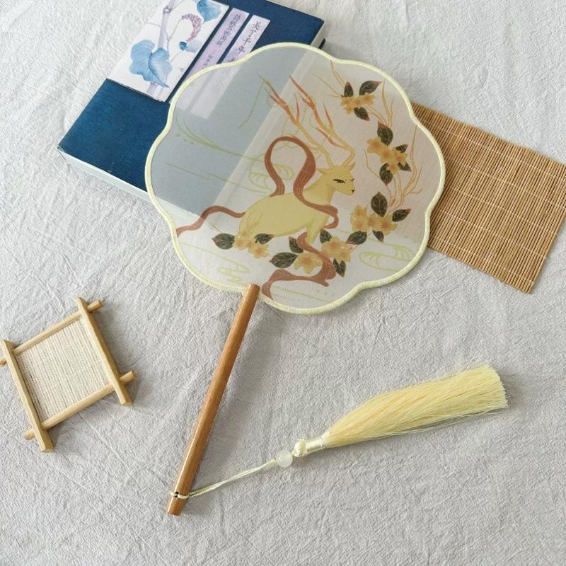 New Style Ancient-Style Semi-Transparent Round Fan for Dance, Hanfu Traditional Round Fan, Retro Classical Dance Chinese-Style Fan