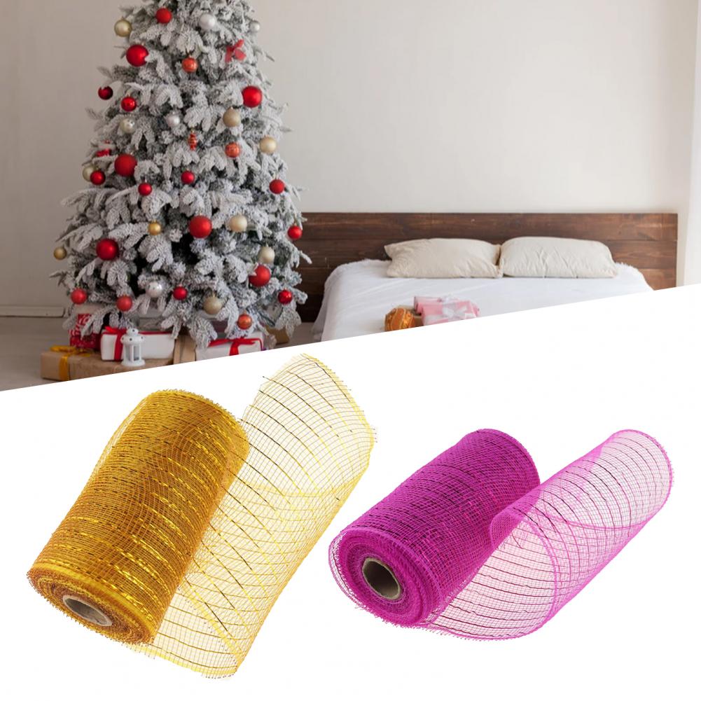 1 Roll 15*910cm Decorative Mesh Eco-friendly High Toughness Net Yarn Christmas Poly Mesh Ribbon Metallic Strips Decor For Home