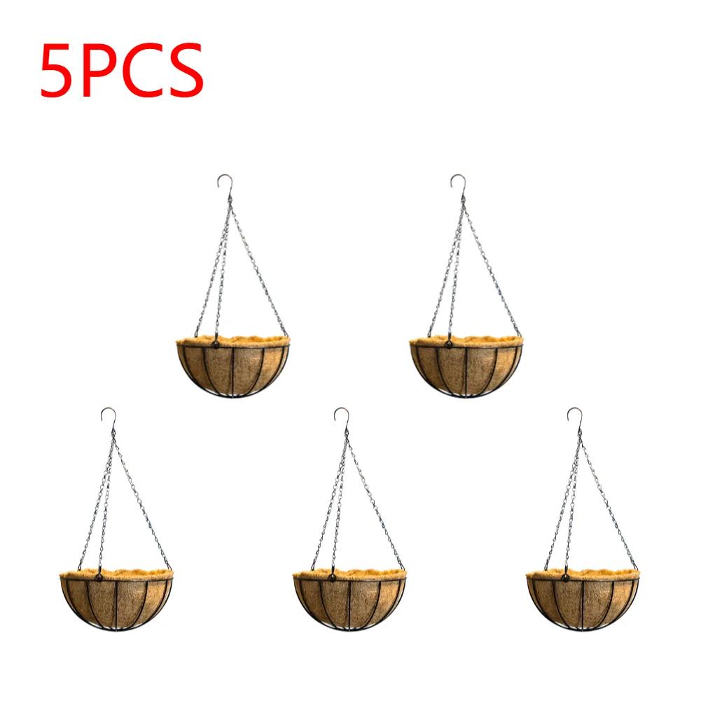 Hanging Baskets Portable Outdoor House Balcony Wall Hanging Iron Art Wrought Coconut Flower Plant Pot Garden Supplies