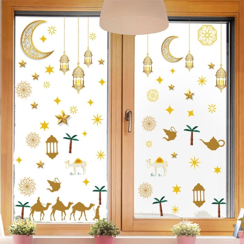 Festive Eid Wall Sticker Wall Decals for Eid Celebration Ornament Easy To Apply PVC Decal No Traces Left Behind