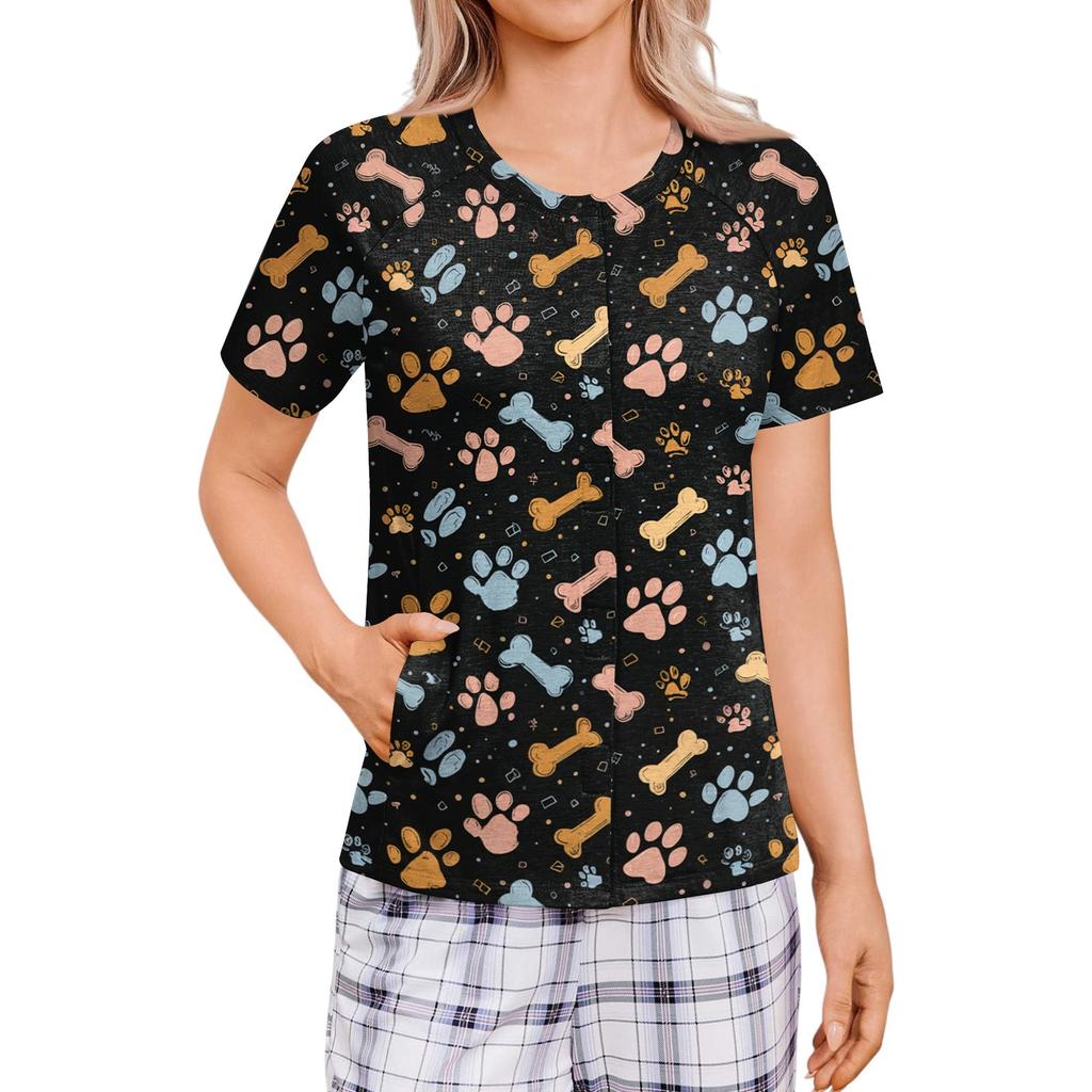 Women Post Surgery Shirt Short Sleeve Four Pocket Top Lightweight Breathable Comfortable Medical Recovery Clothing