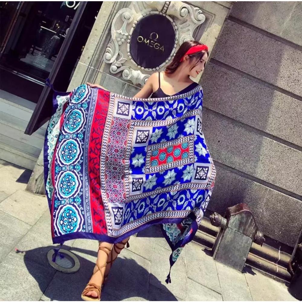 Chaka Salt Lake Great Northwest Tourism Ethnic Style Scarf Silk Scarf Women'S Summer Seaside Beach Shawl Sunscreen Thin