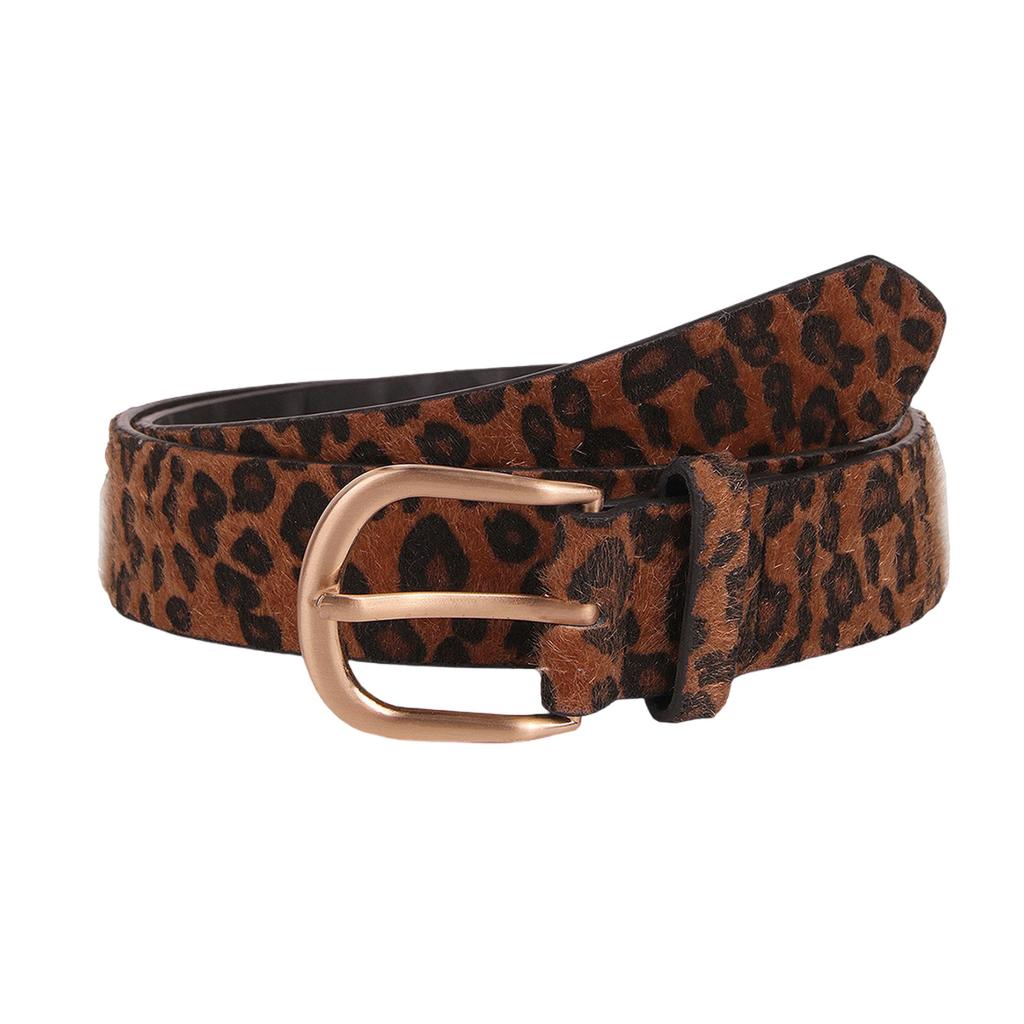 Women Leopard Print PU Leather Pin Buckle Waist Belt Fashionable Animal Pattern for Jeans Dresses and Various Outfit