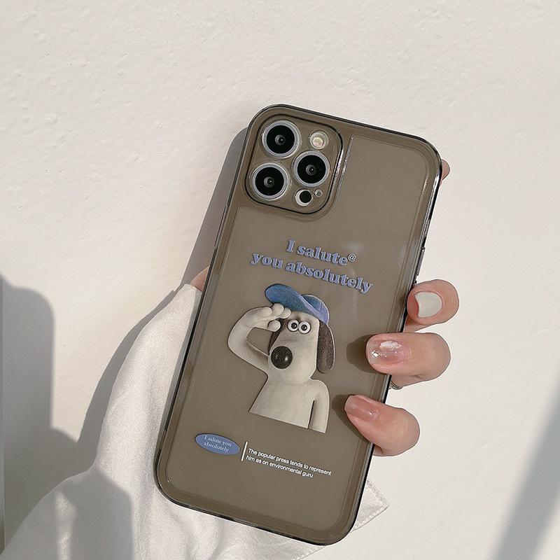 Bonito saudação cão dos desenhos animados caso de telefone para iphone 12promax capa 11promax 7 8 plus 13 13pro xr x xs max capa funda coque volta 1085