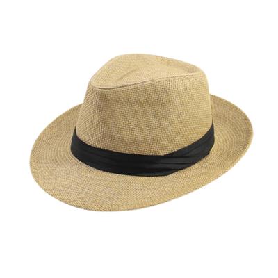 Summer Trilby Short Brim Sun Straw Fedora Hat Cap with Color Striped.