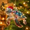 Decorative Animal Figurines for Home Christmas Hanging Ornaments with Lanyard, Cute Double Sided Pendant 2026 Holiday Tree Pendants Santa Hat, 2D Flat