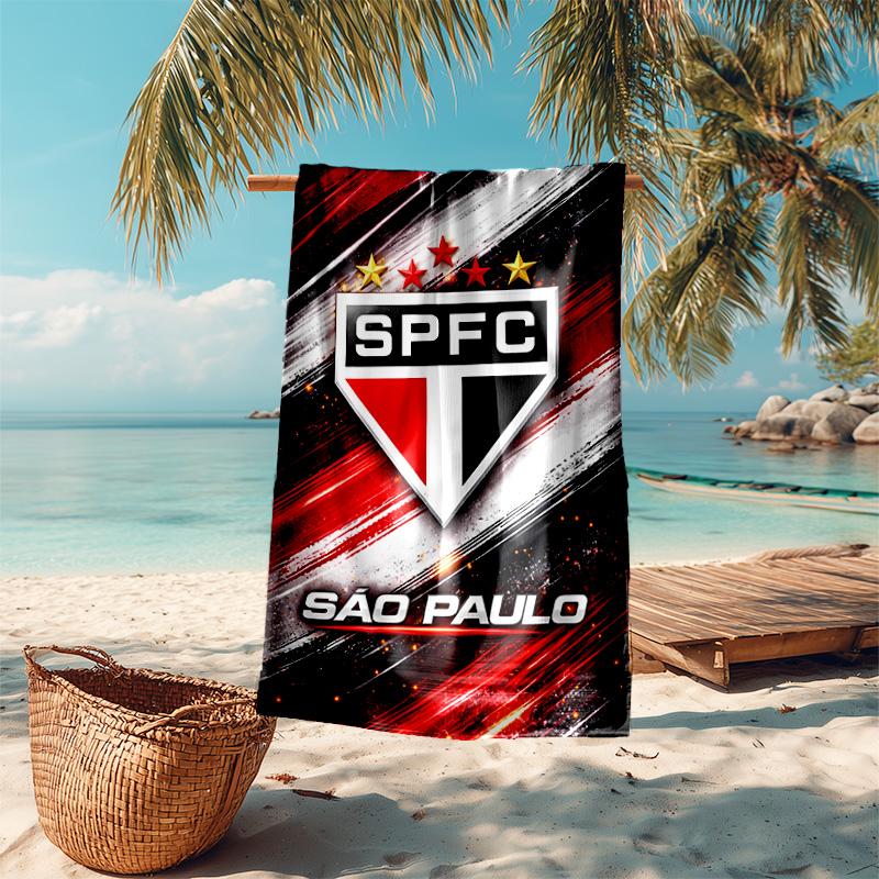 Proof Beach Towel with São Paulo FC Logo Pattern - Soft,absorbent,quick-drying,machine Washable - Perfect for Swimming,camping,bathing