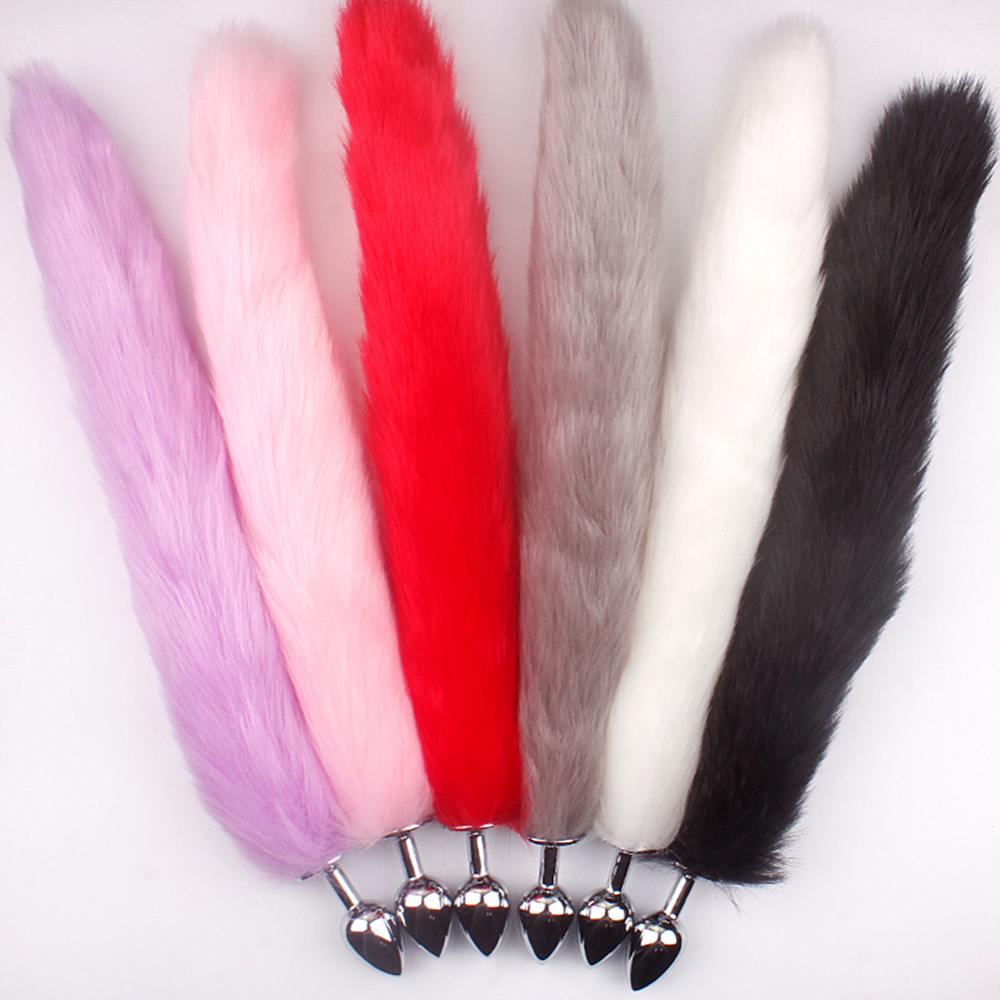 Sex Toy Anal Plug Adult Long Imitation Fox Hair Metal Cosplay Couple Flirting Faux Fox Tail Design Cosplay Supply Sex