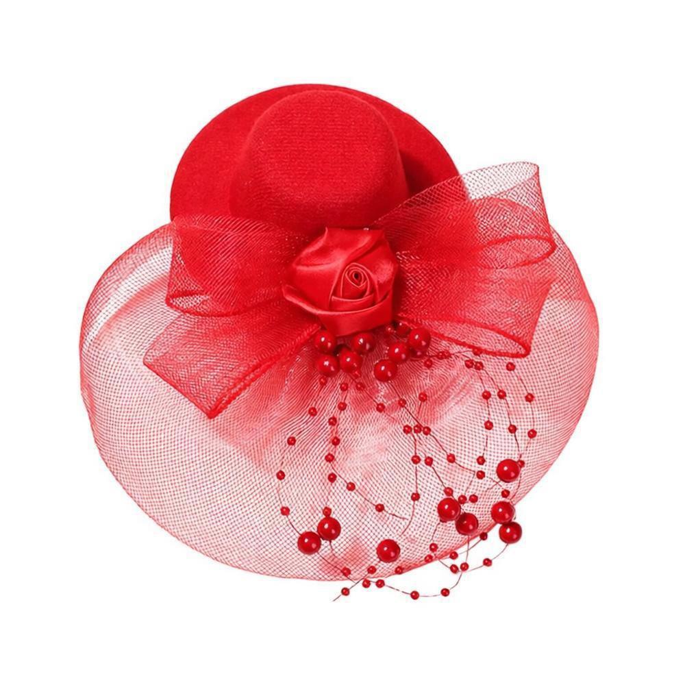 

Elegant Mesh Top Hat Organza Hats for Dinner Stage Photo Show Birthday Children s Party Accessory червоний