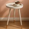 Minimalistische Scandinavische Ronde Bijzettafel met Gouden Poten Walnoot Blad Kleine Salontafel voor Woonkamer Of Nachtkastje Opstelling