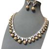 Luxury Accessories Brown Water Drop Zircon Earrings Necklace Set High-End Dinner Bridal Wedding Jewelry