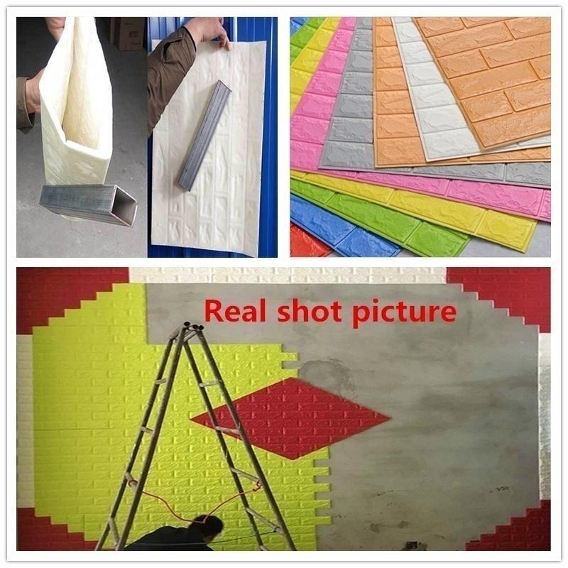 10PCS 3D Wallpaper PE Foam DIY Wall Stickers Home Decoration Wall Decoration Embossed Masonry Living Room Bedroom Background Decoration