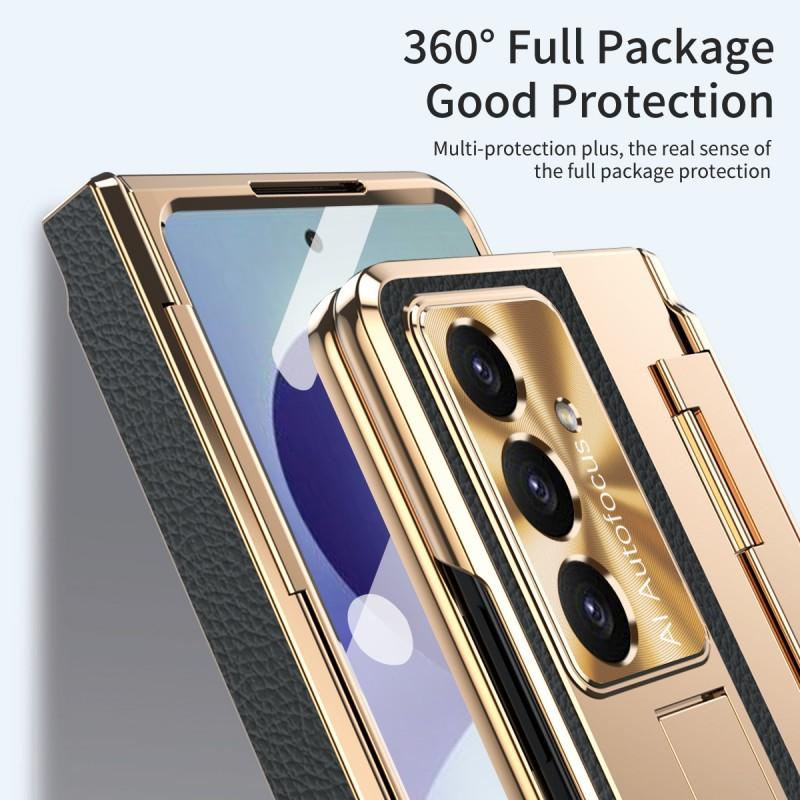 Galaxy Z Fold8 Ultra Protective Case With Flat Hinge Design Vegan Leather Cover Shockproof Stand Support