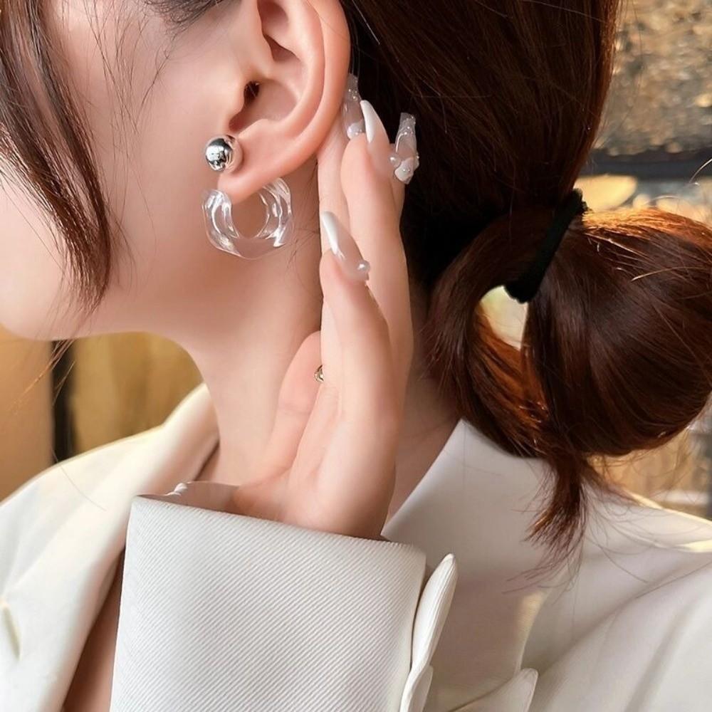 Lightweight Acrylic Hoop Earrings Metal Resin Earrings New Fashion Earrings Women Jewelry