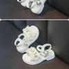 Girls Soft Sole Sandals Adjustable Buckle Strap Flower Decoration Princess Style Lightweight Toddler Summer Footwear