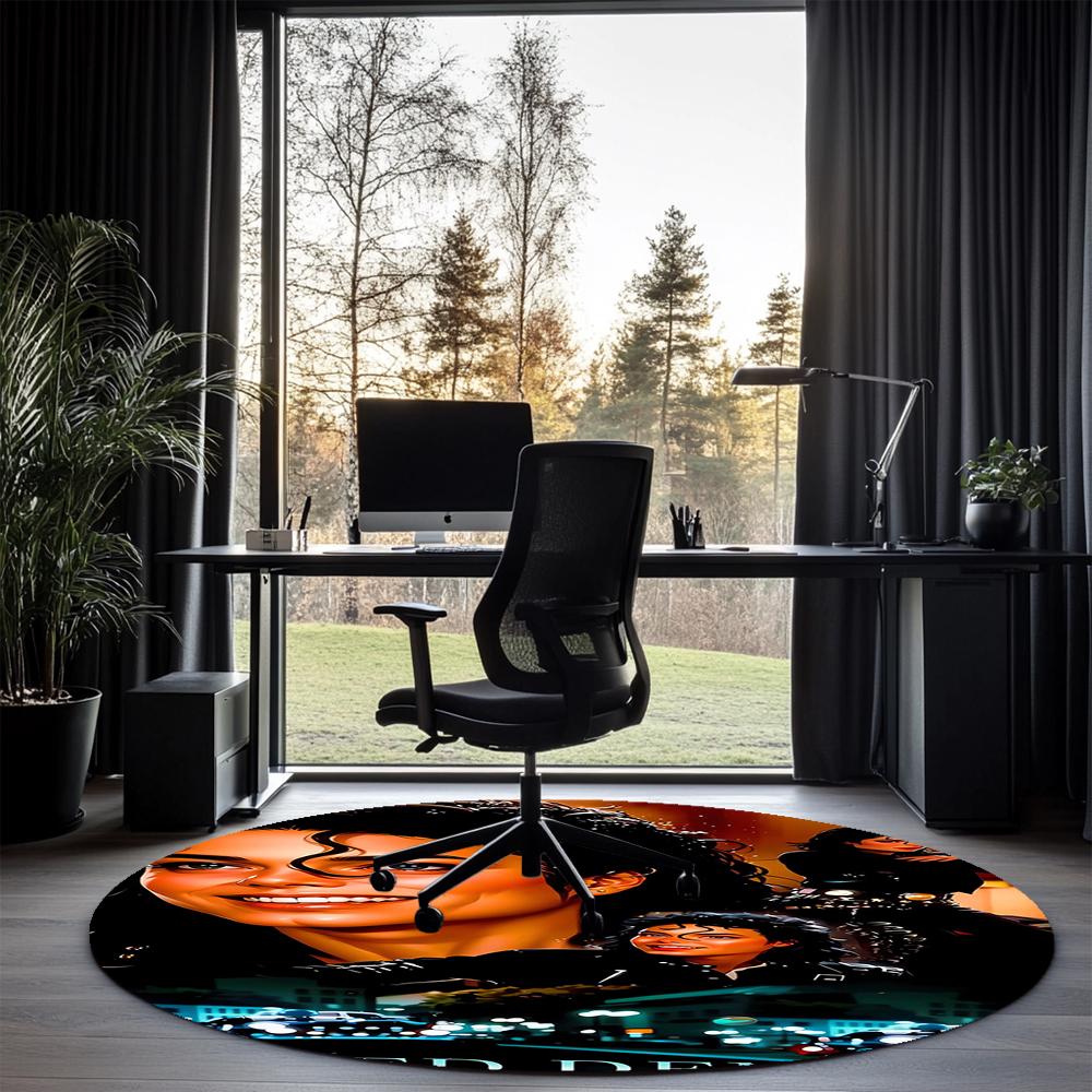 Michael Jackson Printed Round Rug Carpet Chair Rug Area Rug Entryway Doormats,for Office Chair Living Room Bedroom Kitchen Room.